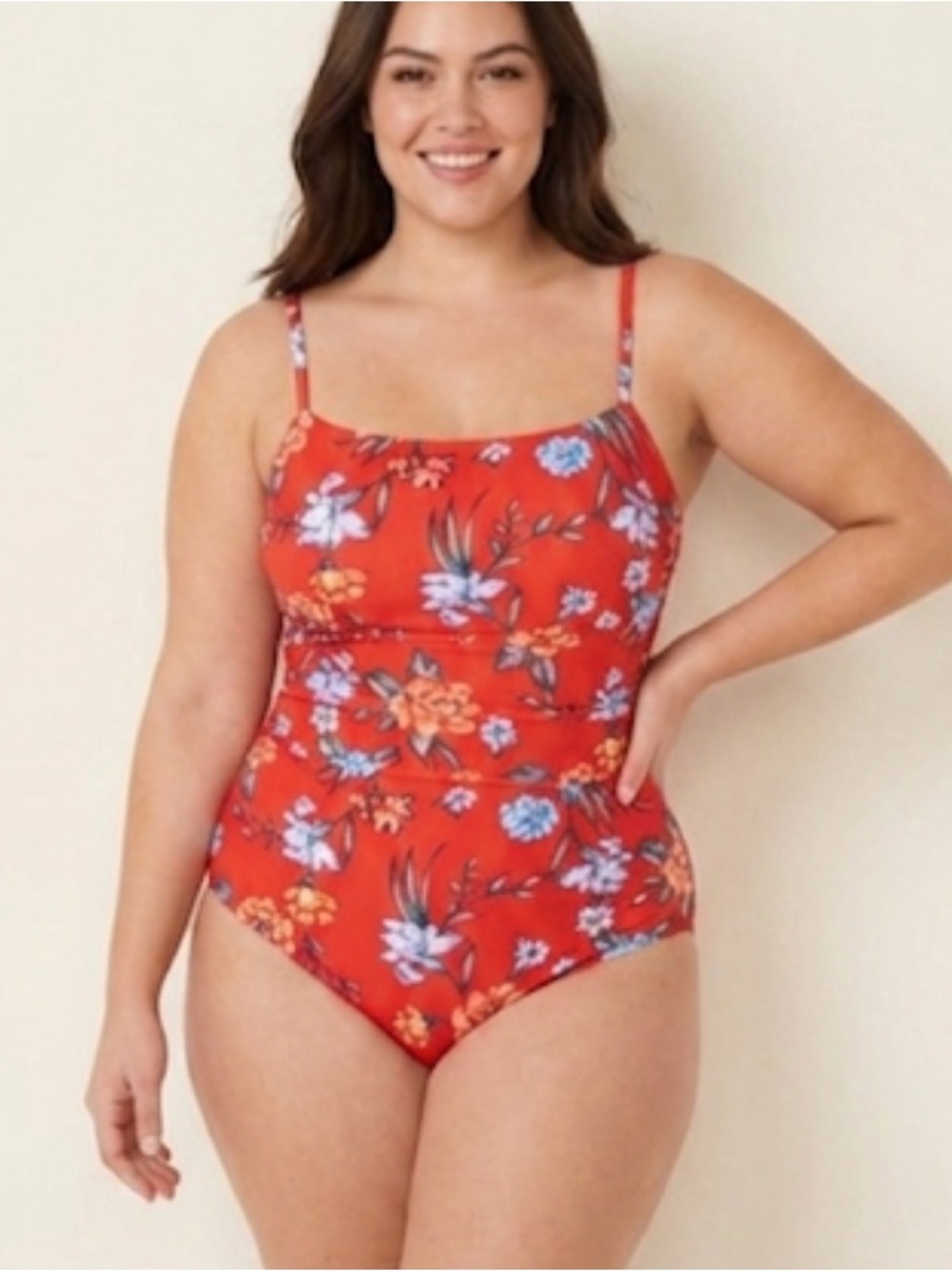 Dreamsuit by Miraclesuit One Piece Swimsuit Slimming Smoothing Red Floral 18W